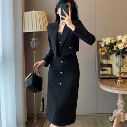 2024 New Black Women's Dress Set