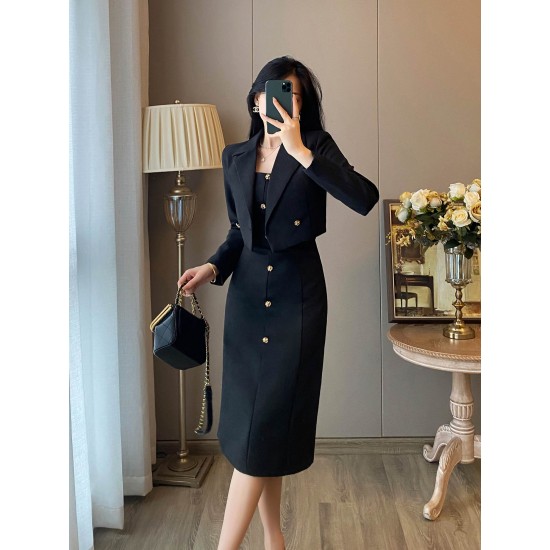 2024 New Black Women's Dress Set