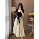 2024 new beige, black suit long skirt