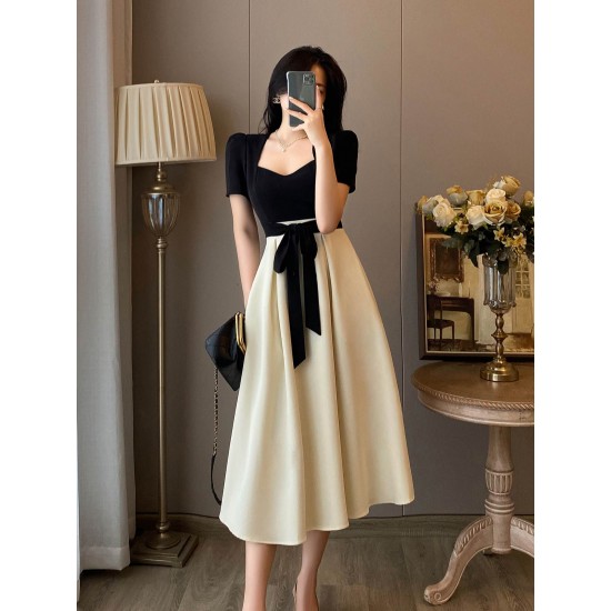 2024 new beige, black suit long skirt