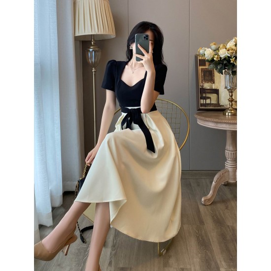 2024 new beige, black suit long skirt