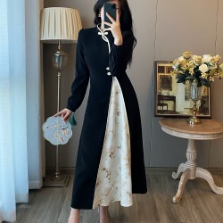 New Chinese Style Elegant Slim Fit Cheongsam Black Dress