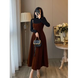 New Dress Retro Brown Two-Piece Set