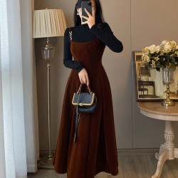 New Dress Retro Brown Two-Piece Set