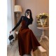 New Dress Retro Brown Two-Piece Set