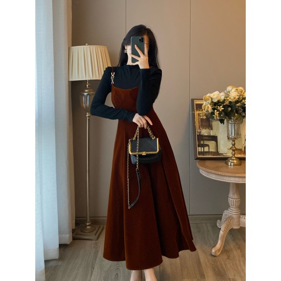 New Dress Retro Brown Two-Piece Set