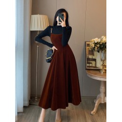 New Dress Retro Brown Two-Piece Set