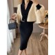 Womens two-piece suits Sweater coat knitted dress